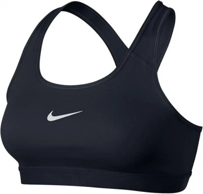 NIKE Women's [M] NON-Padded Medium Support Yoga/Gym/Sports Bra, Black 650831-010 - Image 1 of 2