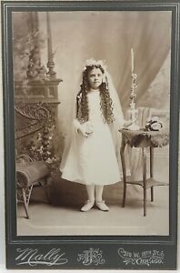 1880-90's Beautiful Girl Cabinet Card Catholic Holy First Communion Confirmation