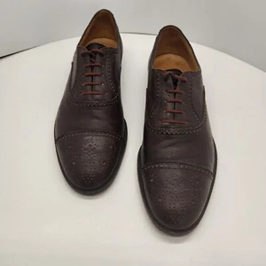 Paul Stuart dress shoes men's 9M brown leather oxford formal classic Made Italy - Picture 1 of 15