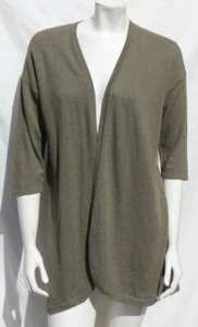PURE J JILL Green Cotton Linen Fine Knit Long Cardigan Sweater Pointelle US XS S - Picture 1 of 5