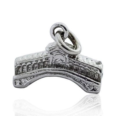Ciondolo monumento mm 16x7 Ponte di Rialto in argento microfuso rodiato 925 - Immagine 1 di 2