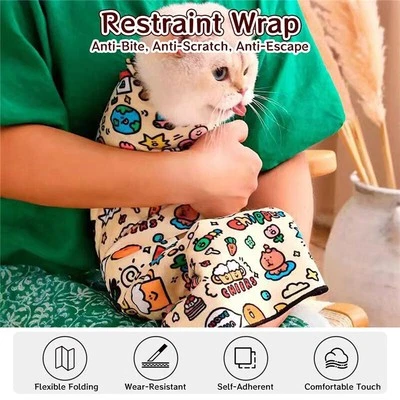 Cat Grooming Wrap Self-Adherent Cat Wrap Anti-Escape for Medicine Nail Clipping - Image 1 of 4