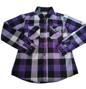 EUC DIXXON Flannel Company Dynasty Purple Plaid Check Long Sleeve Womens Size M - Picture 1 of 19