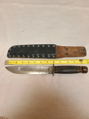 EARLY MARBLES MSA KNIFE LIGNUM VITAE WOOD POMMEL AS FOUND - Image 1 of 4