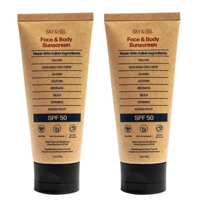 2pack Sky And Sol Natural Mineral Sunscreen SPF 50 Natural Organic Sunblock 85g - image 1 of 4