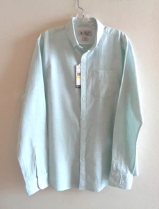 Mens Penguin Sz M Pale Green Linen Blend Button Down Shirt - Picture 1 of 5