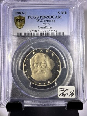1983 J West Germany Marx 5 Mark PCGS PR69DCAM - TOP POP 1/5!! - Image 1 of 4