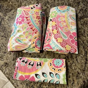 Pottery Barn PB Teen SWIRLY PAISLEY 3 Pc Twin Sheet Set Flat Fitted + Pillowcase - Picture 1 of 4