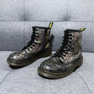 Dr Martens Combat Boots Girl 4 Black Gold Glitter Zip 1460 Doc Vegan DM - Bild 1 von 11