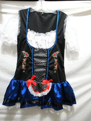 Old Fashioned Bavarian Barmaid Costume (Dress Only) Size XL Blue & Black - Image 1 of 4
