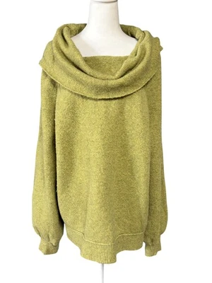 Suéter Free People Mujer Grande Verde Hombro Descubierto Capucha Cuello Boucle Tejido Raglán Foto 1 de 4