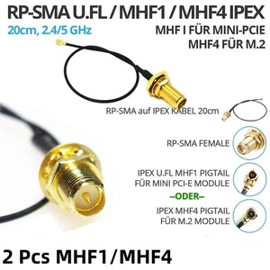 IPEX RP-SMA U.FL Pigtail WLAN WIFI Antenne Kabel 1.13mm 20cm Adapter MHF1 MHF4. - Bild 1 von 5