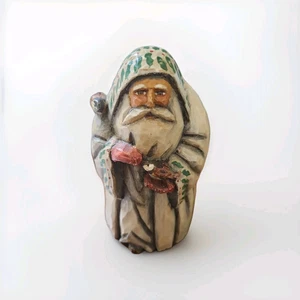 Silvestri Weihnachtsmann geschnitzt Holz Harz Sammlerstück signiert eine Costanza bemalt Vintage Folk - Bild 1 von 8