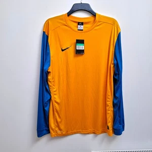 Nike Dri-FIT Langarmshirt Herren XL Training Fußball T-Shirt Gelb Blau Neu - Bild 1 von 5