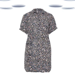Ex Women's Plus Size Short Sleeve Ditsy Floral Shirt Dress in Navy Mix (Defect) - Picture 1 of 3