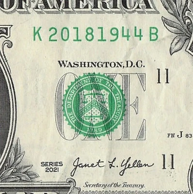 1944 2018 Tombstone Date Fancy Serial Number Date Note One Dollar Bill - Image 1 of 4