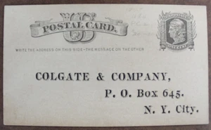 Seltene antike Colgate & Company 1876 Ordensblatt Postkarte unbenutzt - Bild 1 von 2