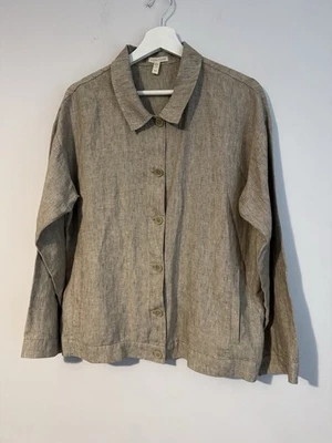 Eileen Fisher Women's 100% Organic Linen Delave Jacket Blazer Size Medium Pocket - Image 1 of 4
