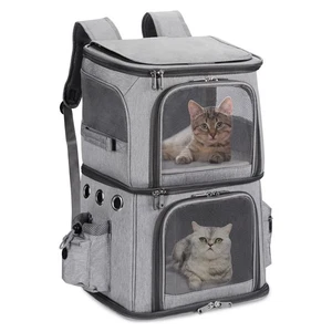 Double-Compartment Pet Carrier Backpack for Small Cats and Dogs, Cat Travel C... - Picture 1 of 7