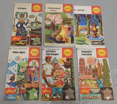 6 Vintage French / France 1960s Shell Cartoguides, Tourist Guide / Maps - Image 1 of 4