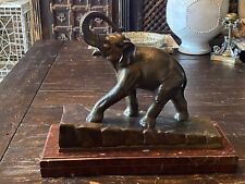 Antique P. LEVASSEUR Bronze Trunk Up Elephant Sculpture-Circa 1910-1920