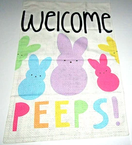 EASTER GARDEN FLAG 12" x 18" ~ WELCOME PEEPS ~ Double Sided ~ Vibrant Colors - Picture 1 of 2