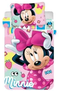 Disney Minnie Mouse Reversible Duvet Cover Set 100% Cotton Toddler Cot Bed Size - Picture 1 of 1