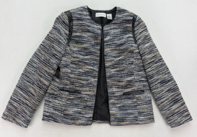 Женская блейзерная куртка Alfred Dunner размер 12 синяя тканая отделка искусственная кожа - Изображение 1 из 4