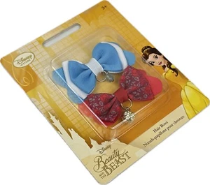 Disney Store Kids 2 Pk Belle Beauty and the Beast Bead Ornament Hair Bow Set OS - Picture 1 of 2