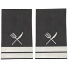 BuyStripes Chef Uniform Shoulder Board Epaulets Silver Knife & Fork & Two Bars