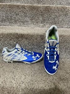 UNDER ARMOUR FOOTBALL CLEATS UA NITRO LOW MC MEN'S 8 BLUE AND WHITE FOOTBALL