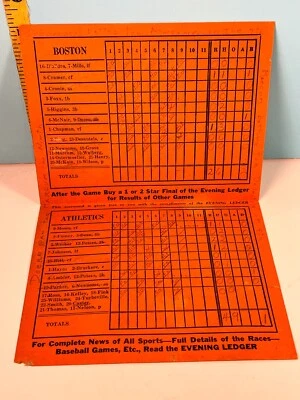 18 Aug. 1937 Boston Red Sox v Philadelphia A's Program Evening Ledger Foxx - Image 1 of 4