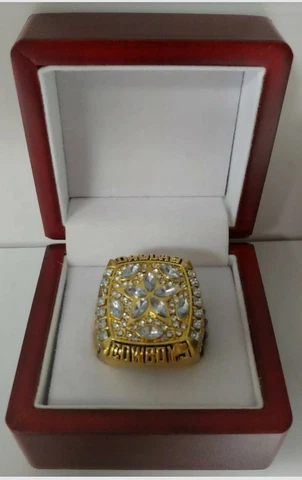 Troy Aikman - 1995 Dallas Cowboys Super Bowl Gold Color Ring With Wooden Box Cover
