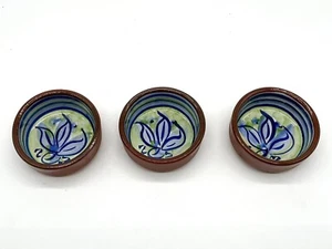 Lot Of 3 Pottery Small Bowls Blue Green Porches Algarve Portugal 1988 Signed EUC - Picture 1 of 5