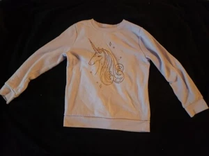 Cat & Jack purple sweatshirt with gold glitter unicorn girls size 7/8 - Picture 1 of 2