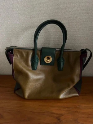 Yves Saint Laurent YSL Muse 双手单肩包 274766 棕色绿色紫色正品 — 第 1/4 张图片