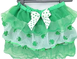 SHAMROCK SEQUINS Sparkle St Patrick's Day Tulle Tu-Tu Bow costume Junior Adult  - Picture 1 of 2