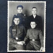 Handsome Men Soldiers Soviet Army Badge Uniform Vintage Original Photo