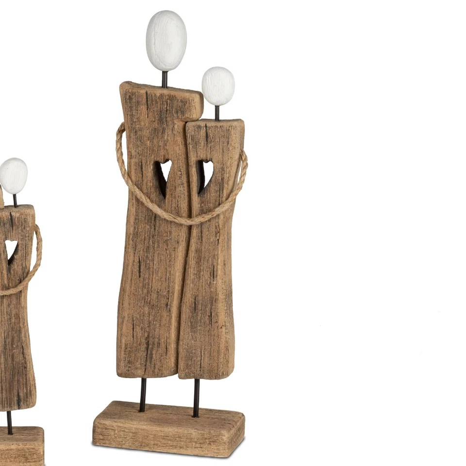Dekoobjekt Paar umarmend auf Fuß Höhe  38cm naturbraun weiß aus Holz Formano - Bild 1 von 1