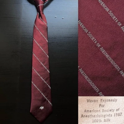 Schreter 美国麻醉师协会 领带 VGUC 复古 Trad Prep Club 20 世纪 80 年代 — 第 1/4 张图片
