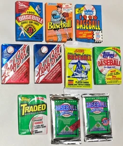 Vintage 1990 Wax Pack Baseball Card Lot, 1 Pack From Each Major Set, 144 Cards - Picture 1 of 9