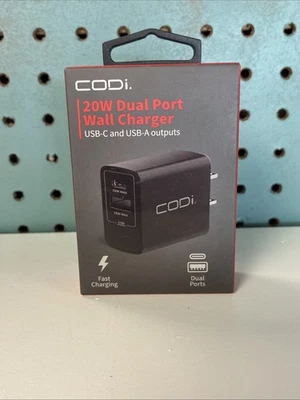 CODi 20W Dual Port USB-C & USB-A Wall Charger Brand New - Image 1 of 3