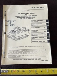1990 Maintenence Manual Tracked Personnel Carrier M981 - Picture 1 of 1