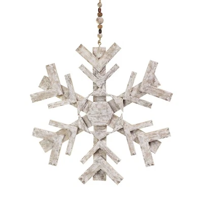 Christmas Decoration Snowflake 60cm Hanging Mango Wood Handmade Painted - Image 1 of 4