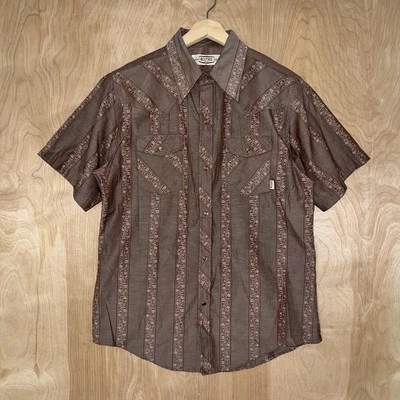 MEN'S BC ETHIC COTTON BLEND PEARL SNAP SHIRT BROWN FLORAL SIZE LARGE NEW - Image 1 of 4