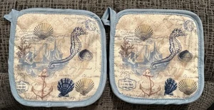 Avanti Linens Antigua Potholders Seahorse ~ Sea Shell ~ Barco ~ Juego de 2 - Imagen 1 de 6