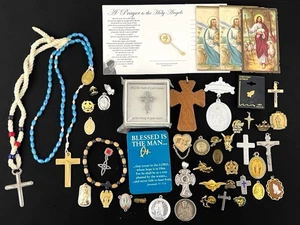 Vintage Antik Katholisch Christlich Religiös Medaillen Kreuze Pins Sterling Kruzifix - Bild 1 von 9