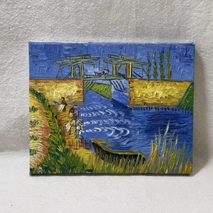 Original Ölgemälde Bastler Fluss Fischer ohne Rahmen 8"x10" - Bild 1 von 10