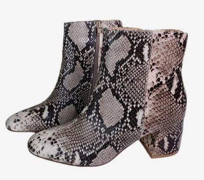 中国洗衣人造蛇皮 Daria 粗跟短靴 9.5 Mob Wives — 第 1/4 张图片