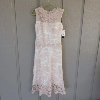 Betsy And Adam Embroidered Midi Dress Size 4 Women Wedding Guest Sleeveless - Image 1 of 4